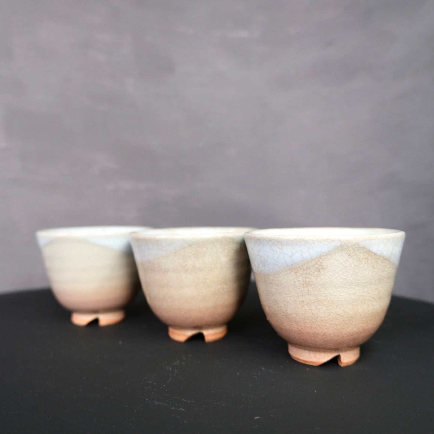Vintage HAGI ware CUPS (set of 5 + wooden box) | 萩焼 湯呑み