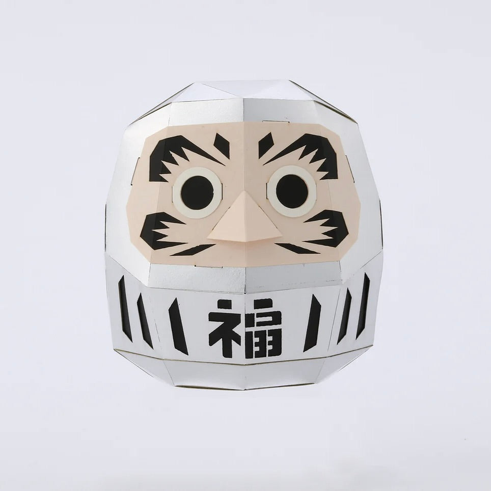 Japanese Lucky Charms Paper Craft - Silver DARUMA | 箔のペーパークラフト(達磨 銀)